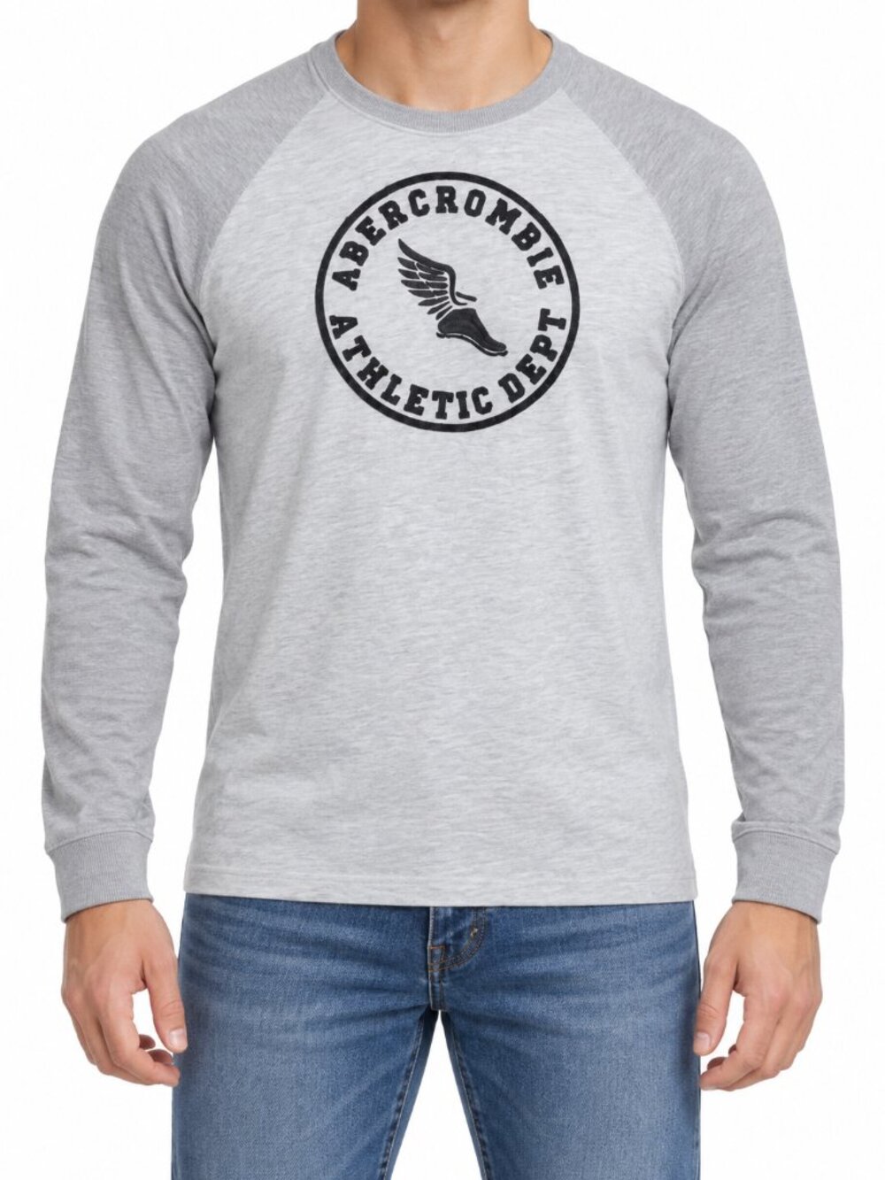 Abercrombie & Fitch Gray Athletic Dept Raglan Long Sleeve Shirt Size M